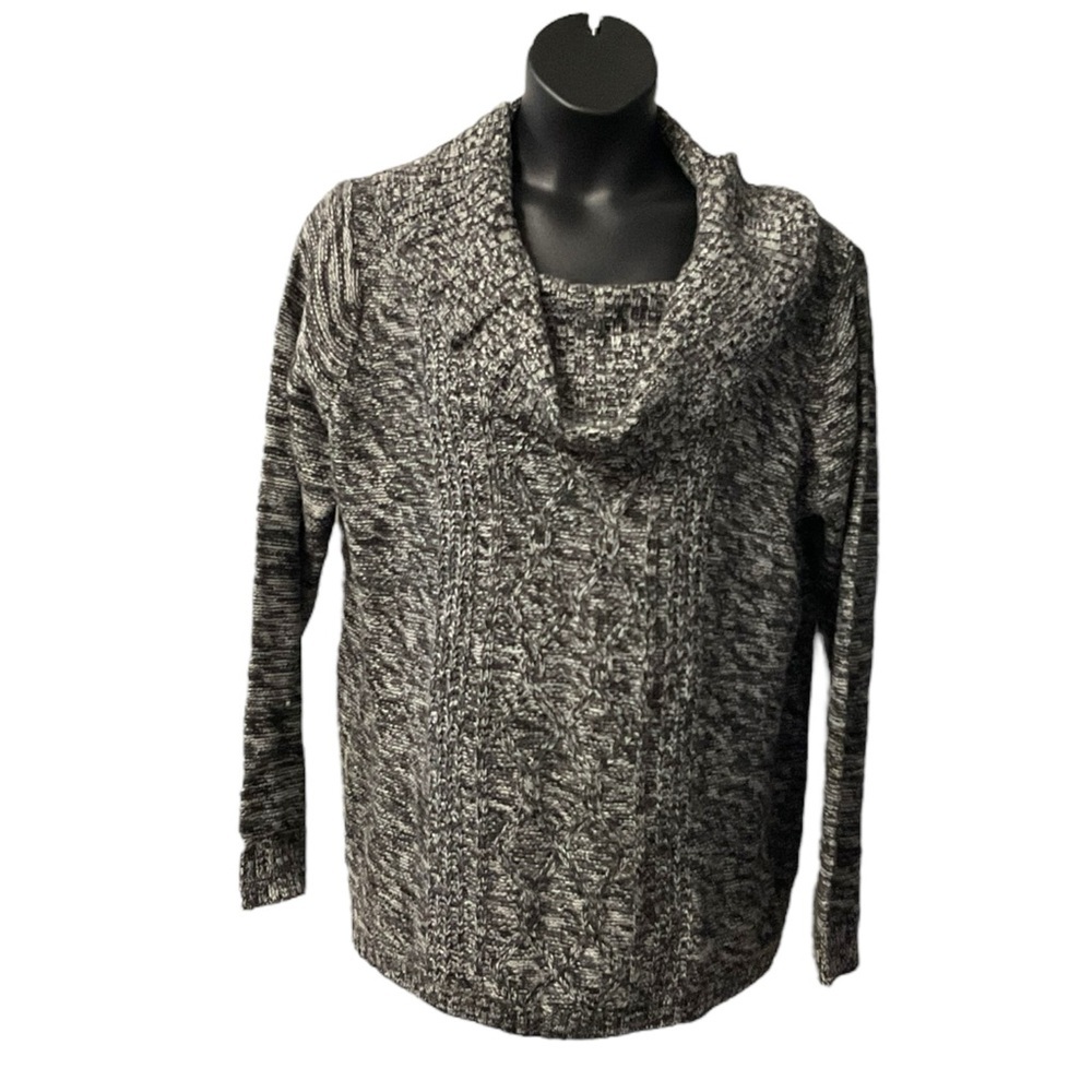 Jason Maxwell Black White Tweed Sweater SZ 3X Women Cowl Neck Knit Casual Office